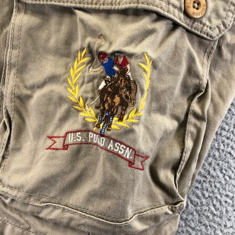 Vintage US Polo Assn Sorts Mens 32 Khaki Cargo Baggy Embroidered Logo Y2k Skater